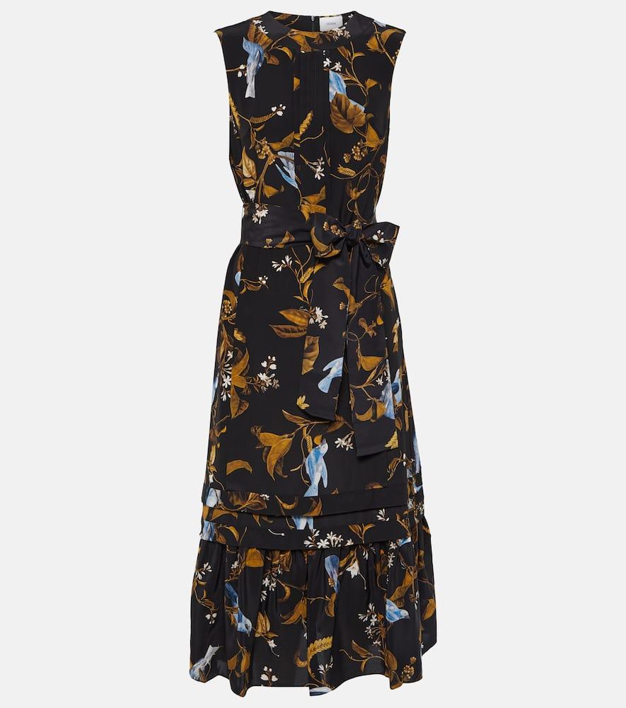 erdem printed silk midi dress