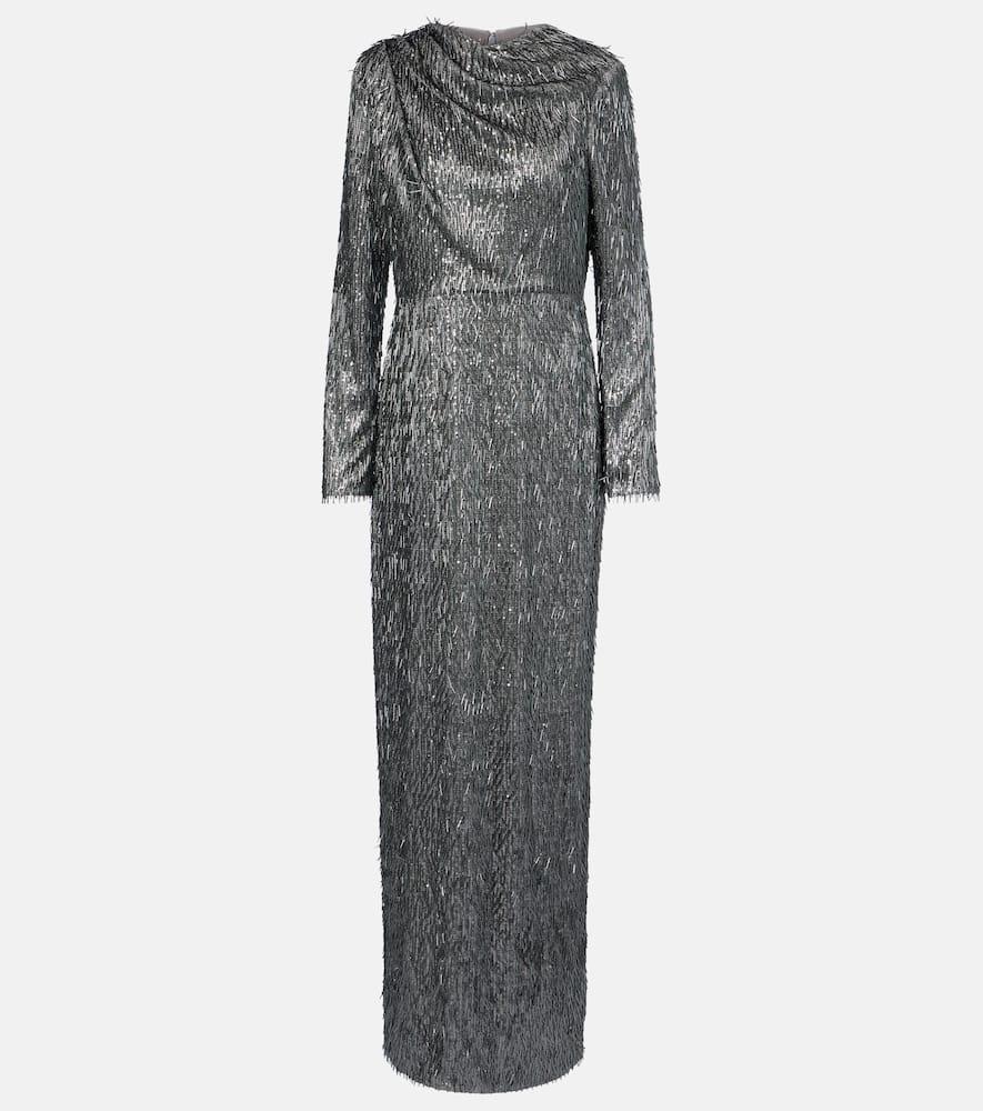 erdem sequined draped maxi dress