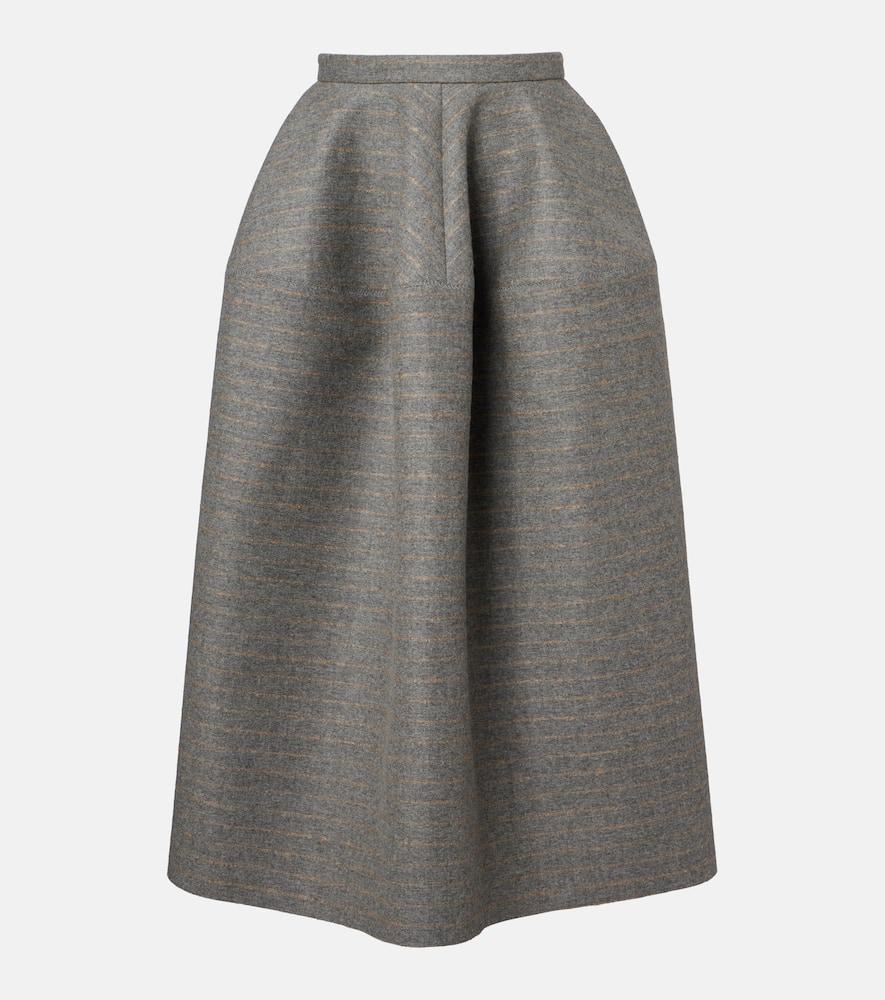 erdem striped wool and mohair flannel midi skirt