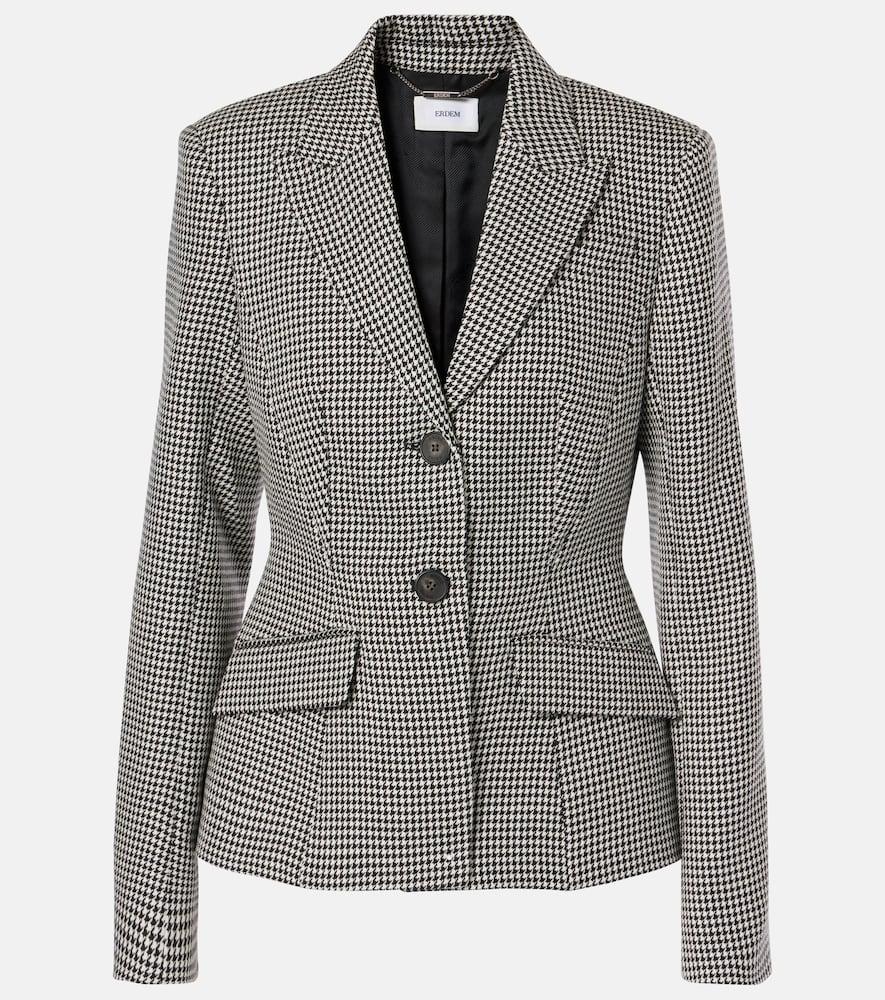 erdem tailored houndstooth wool blazer