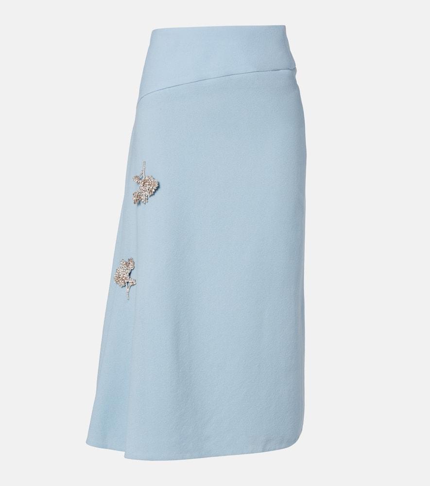 erdem virgin wool midi skirt