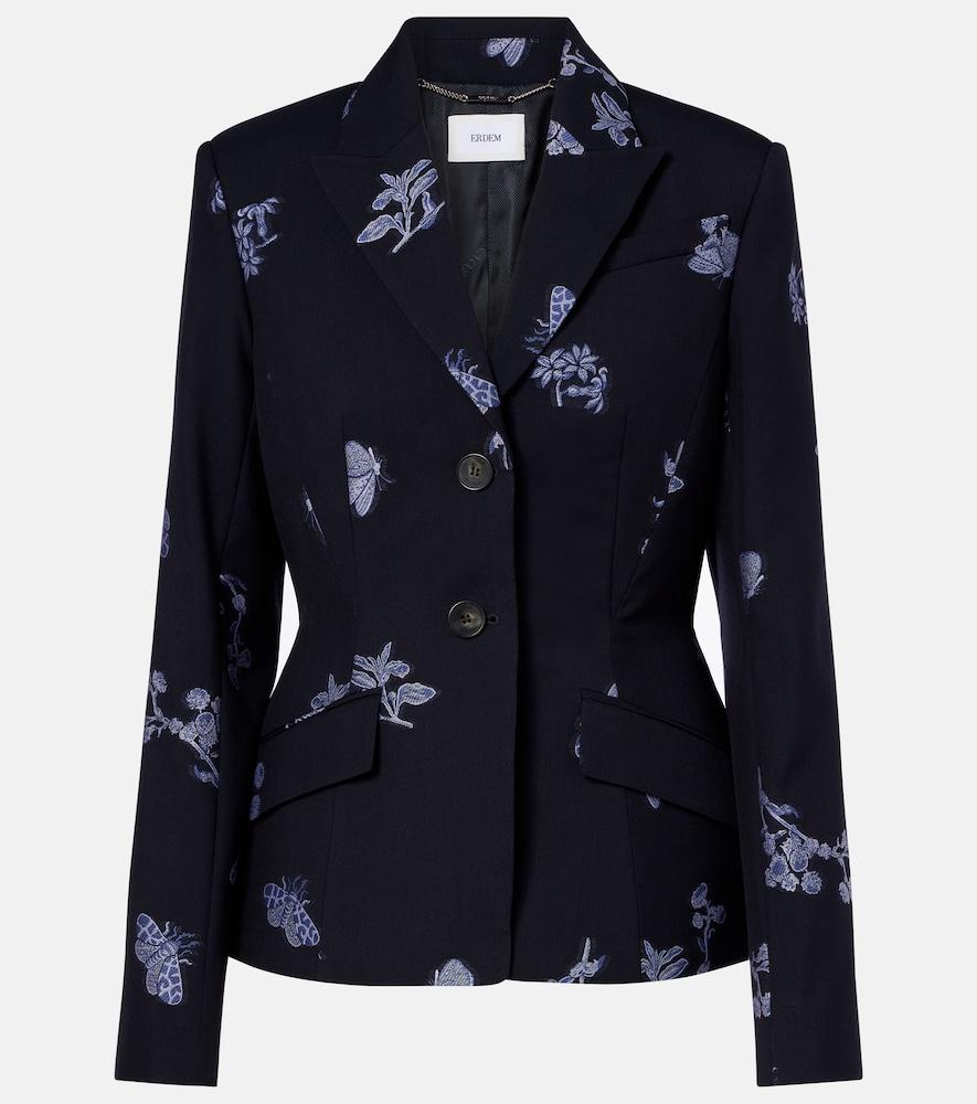 erdem wool and cotton jacquard blazer