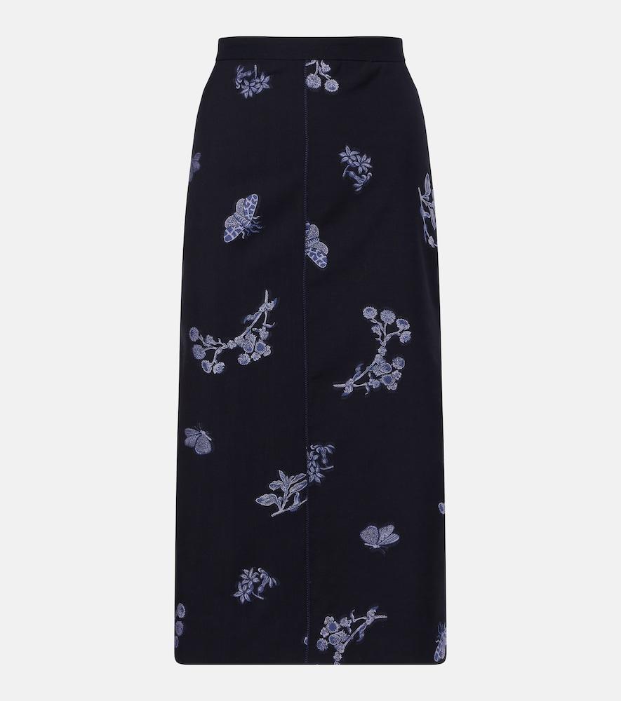 erdem wool and cotton jacquard pencil skirt