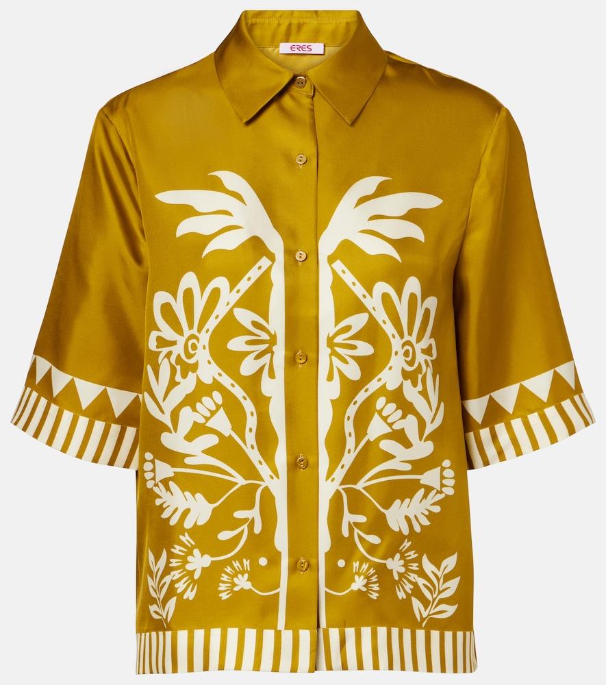 eres émeraude floral silk twill shirt