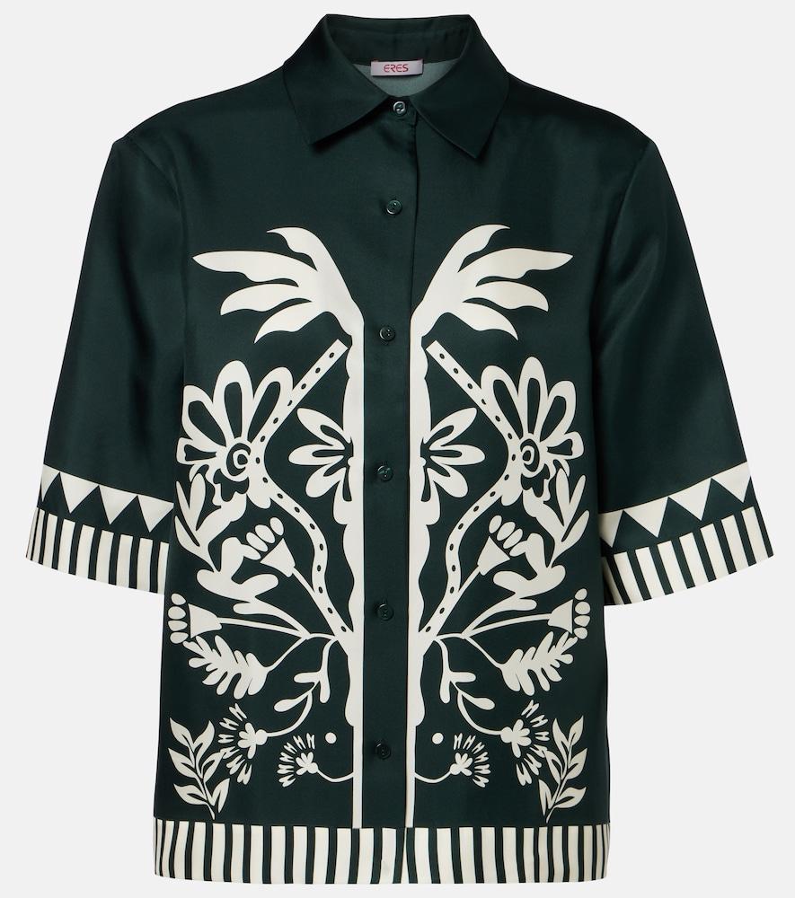 eres émeraude printed silk twill shirt