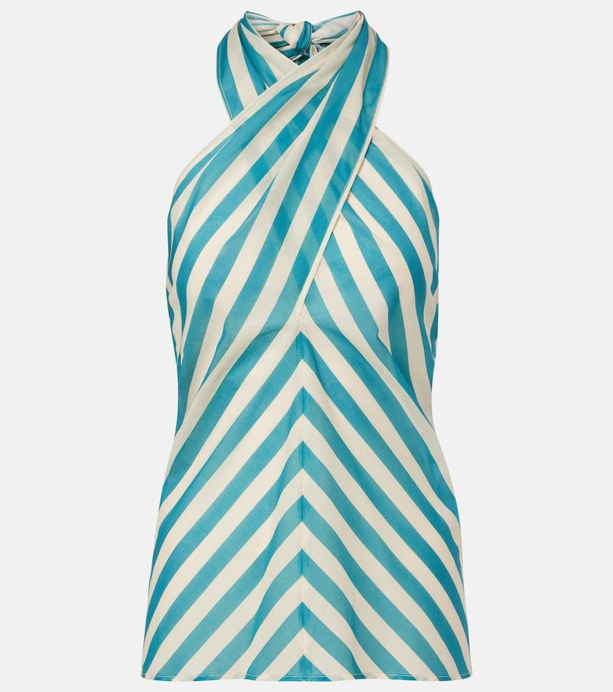 eres alter ego striped cotton voile top