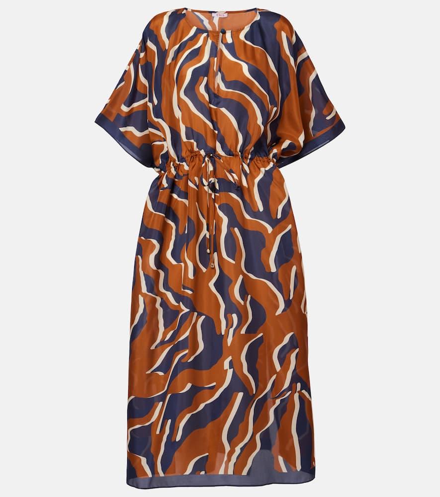 eres archipel printed gathered silk kaftan