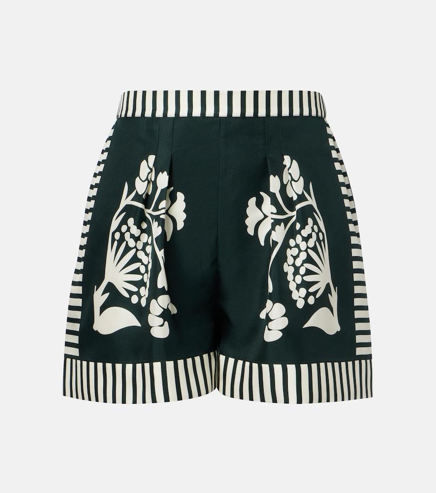 eres arjun printed silk twill shorts