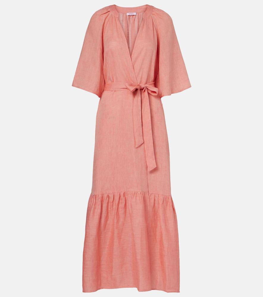 eres audacieuse belted linen midi dress
