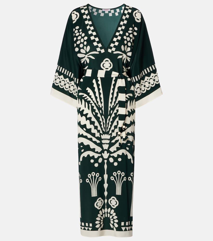 eres belted printed silk kaftan