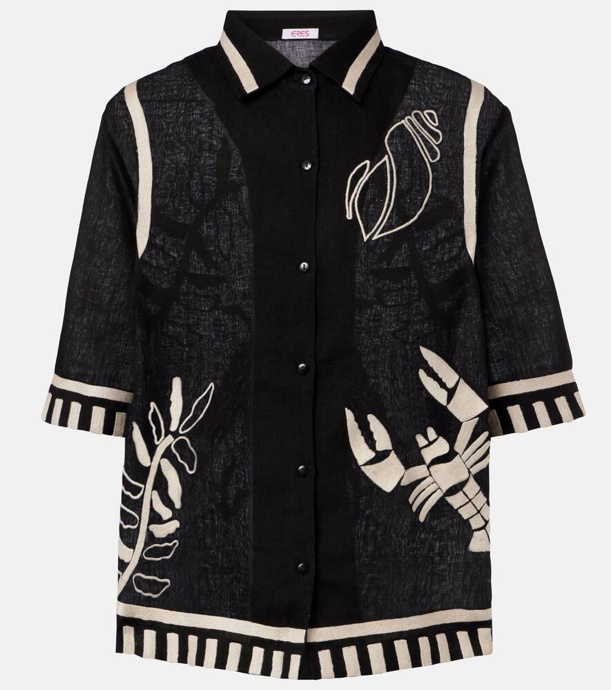 eres crab embroidered linen shirt