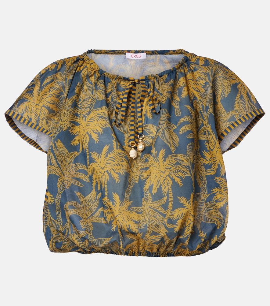 eres crocodile printed cotton voile top