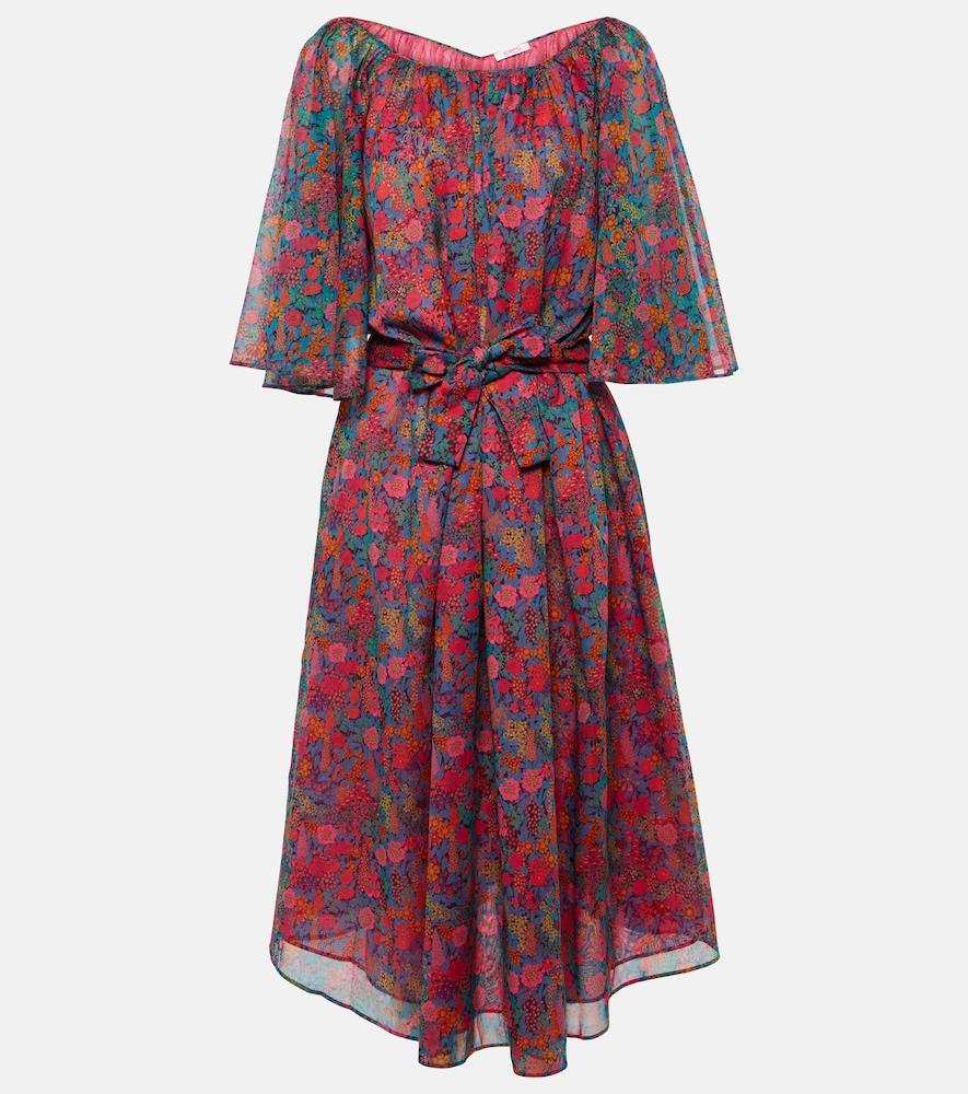 eres daisy floral cotton midi dress