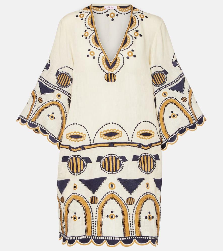 eres medaillon embroidered linen minidress