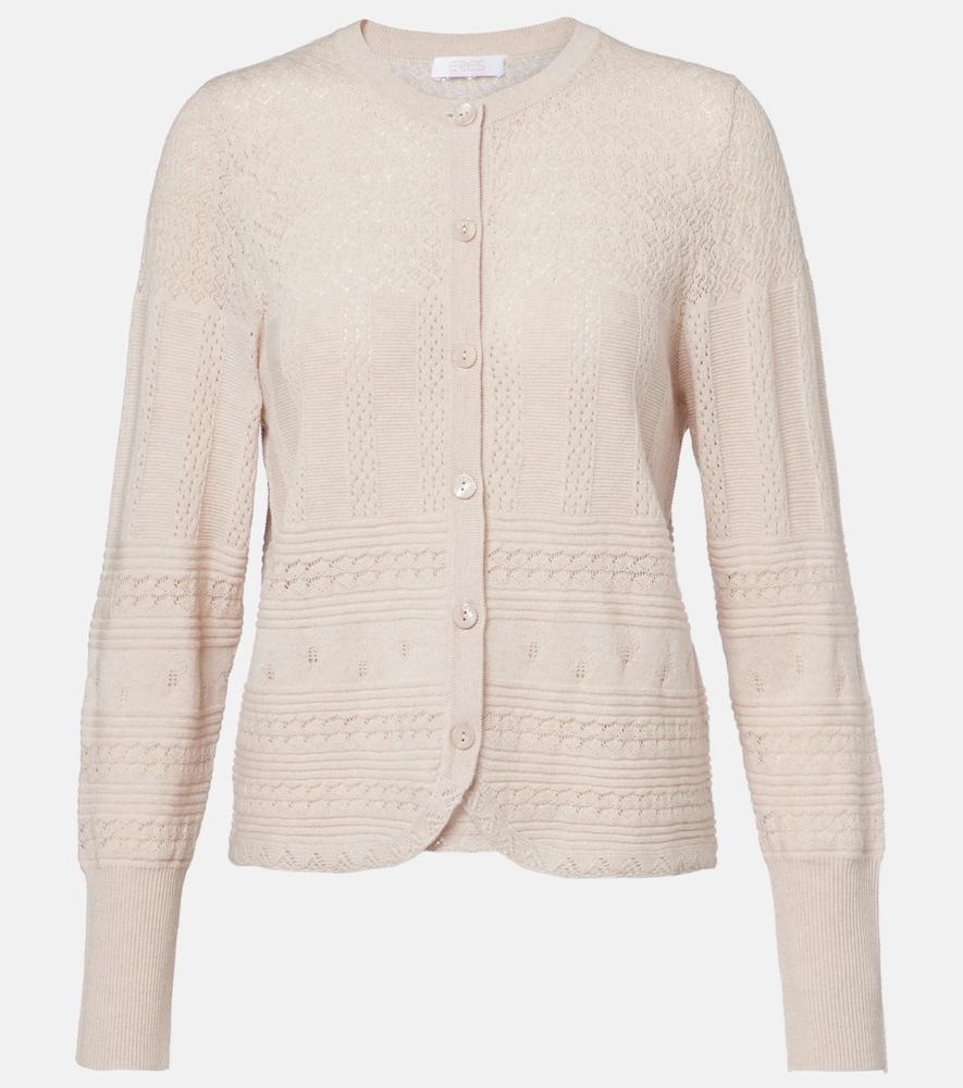 eres trio pointelle wool and cashmere cardigan