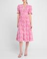 erica puff-sleeve cotton midi dress