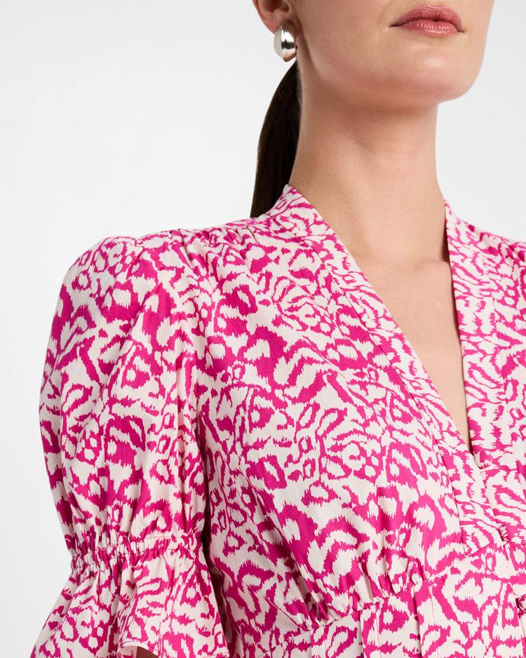 erica puff-sleeve cotton midi dress