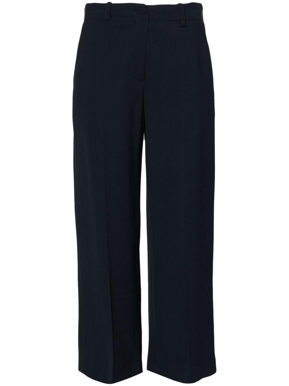erika cavallini semi-couture trousers blue viscose elastane polyester - women