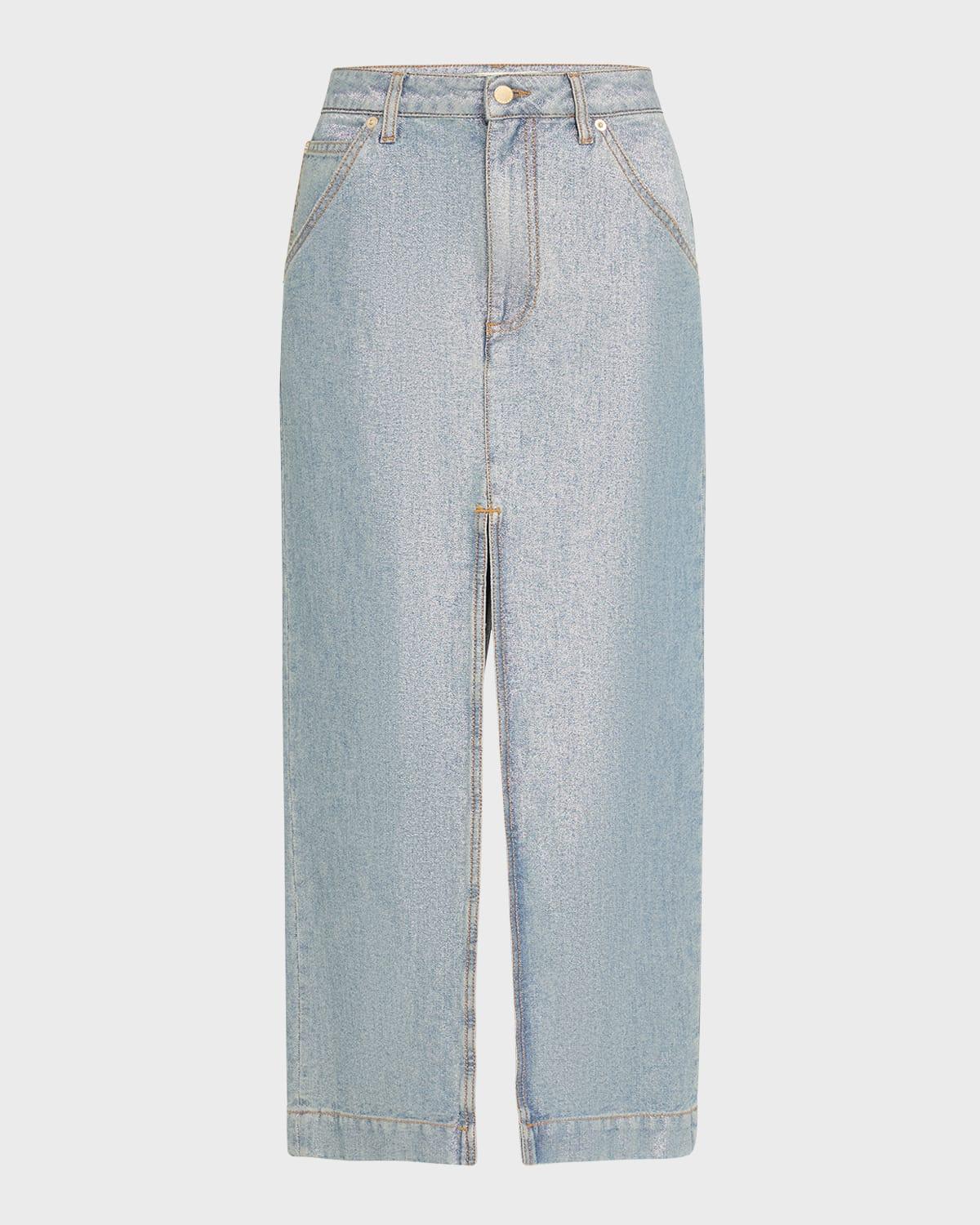 erika metallic denim skirt
