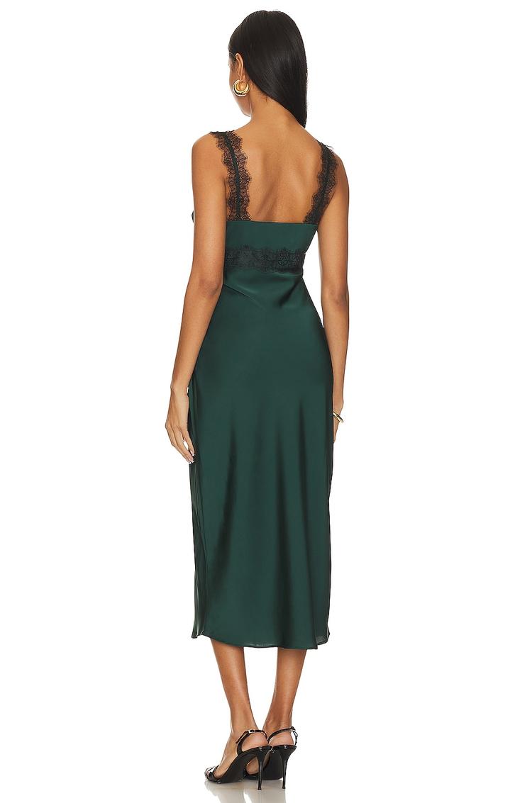 erin lace trim midi dress