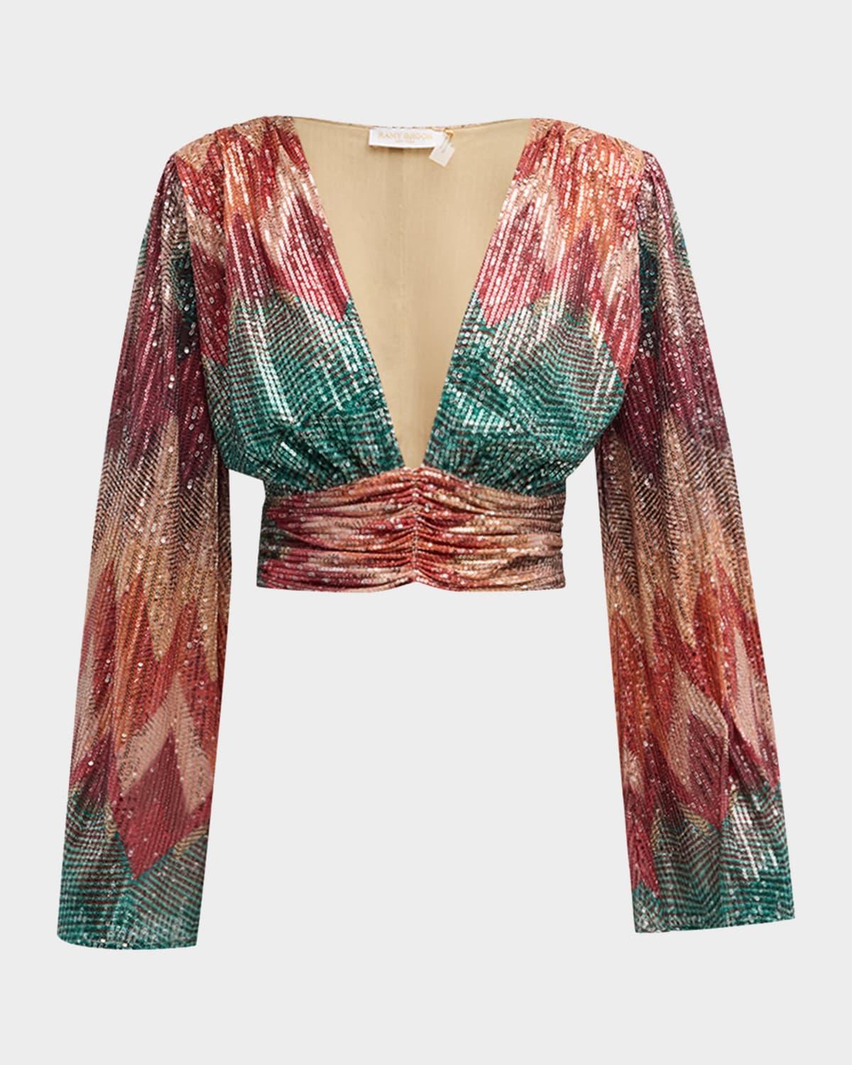 erin sequin-embellished chevron blouse