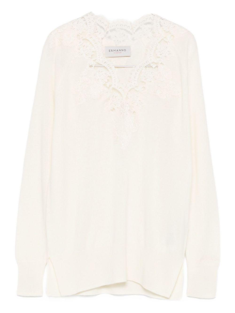 ermanno firenze embroidered v-necked sweater