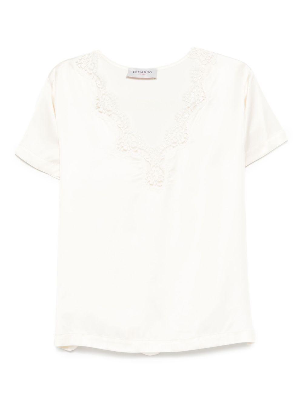 ermanno firenze embroidered v-necked t-shirt