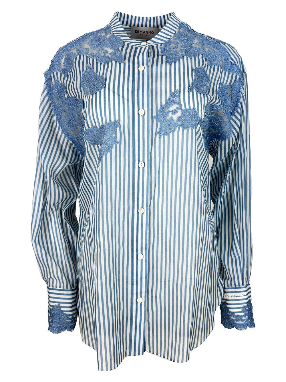ermanno firenze shirts bianco - celeste 100co - women