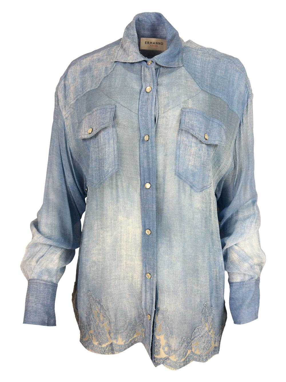 ermanno firenze shirts light blue 100vi - women