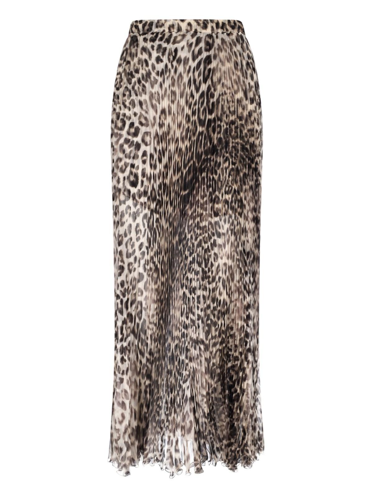 ermanno scervino animal print silk skirt
