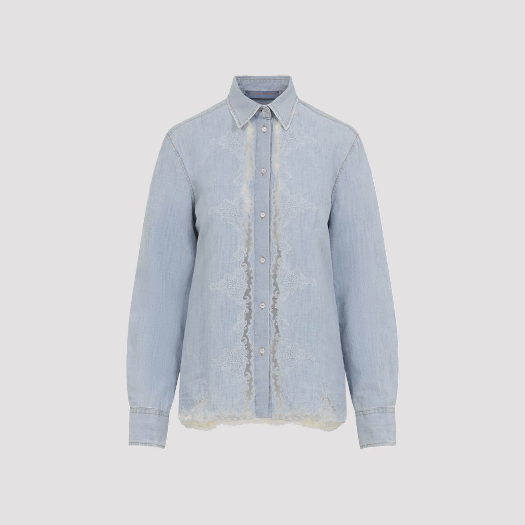 ermanno scervino cotton and linen shirt blue - women