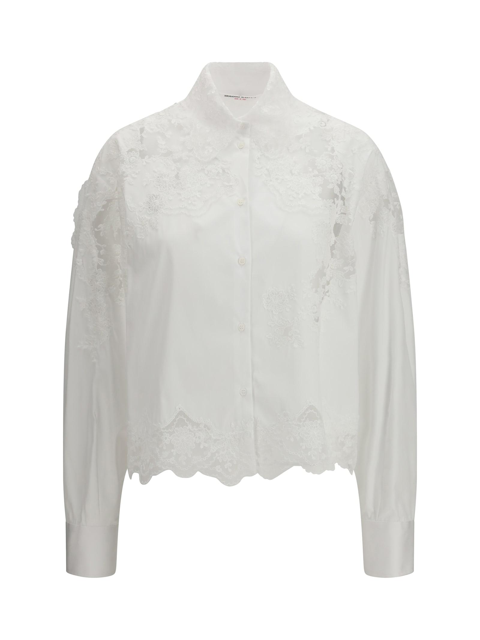 ermanno scervino cotton shirt with lace detail