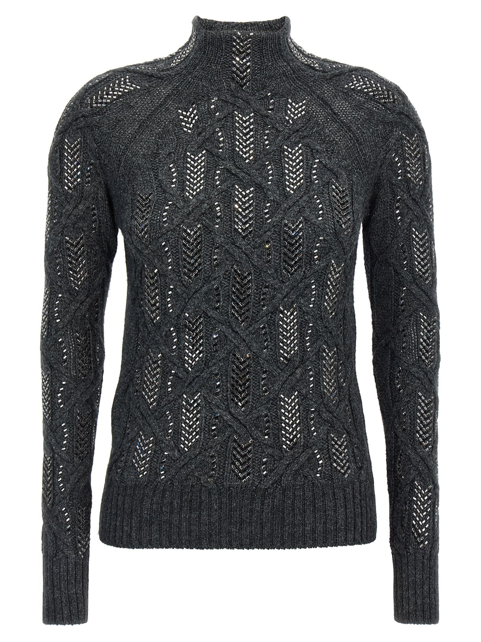 ermanno scervino crystal braid sweater