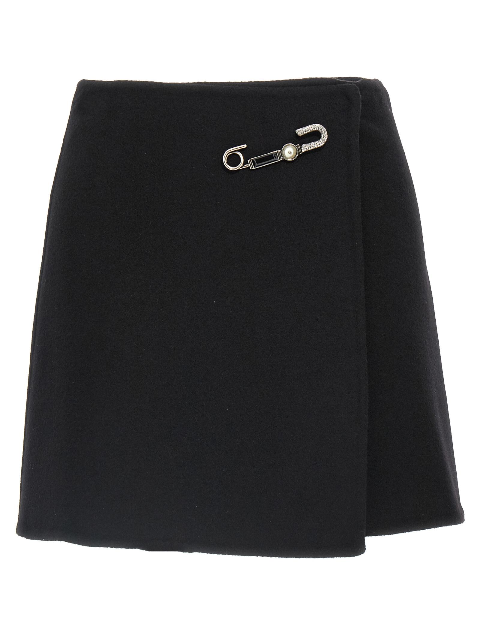 ermanno scervino jewel pin skirt black virgin wool - women