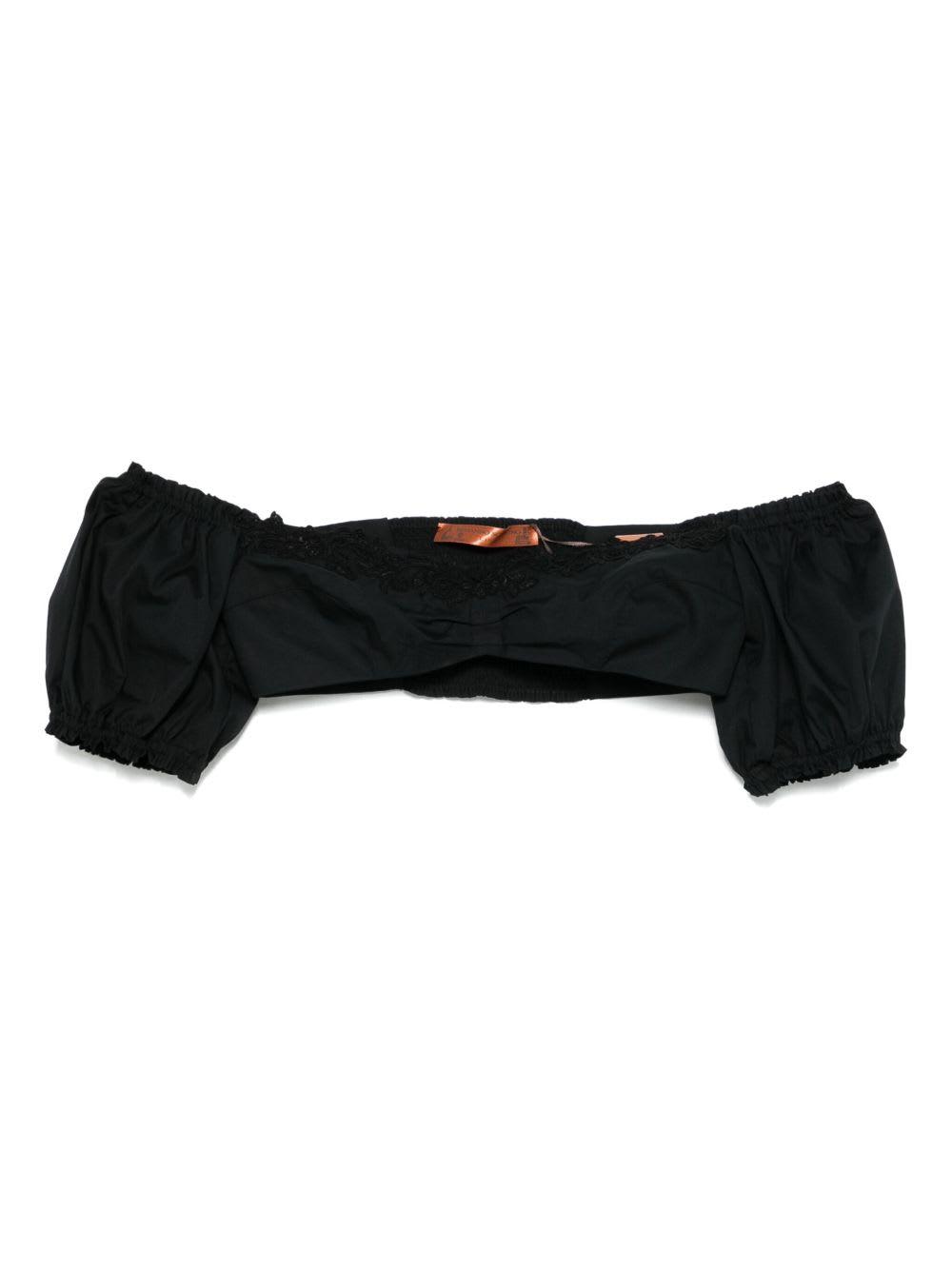 ermanno scervino lace detail cotton top