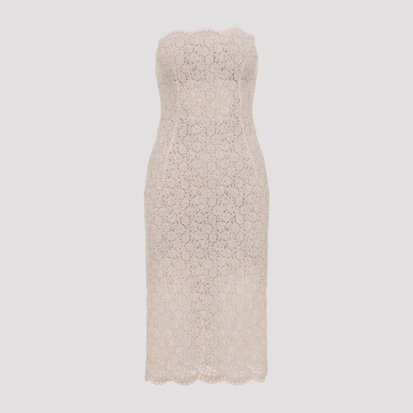 ermanno scervino lace midi dress nude & neutrals - women
