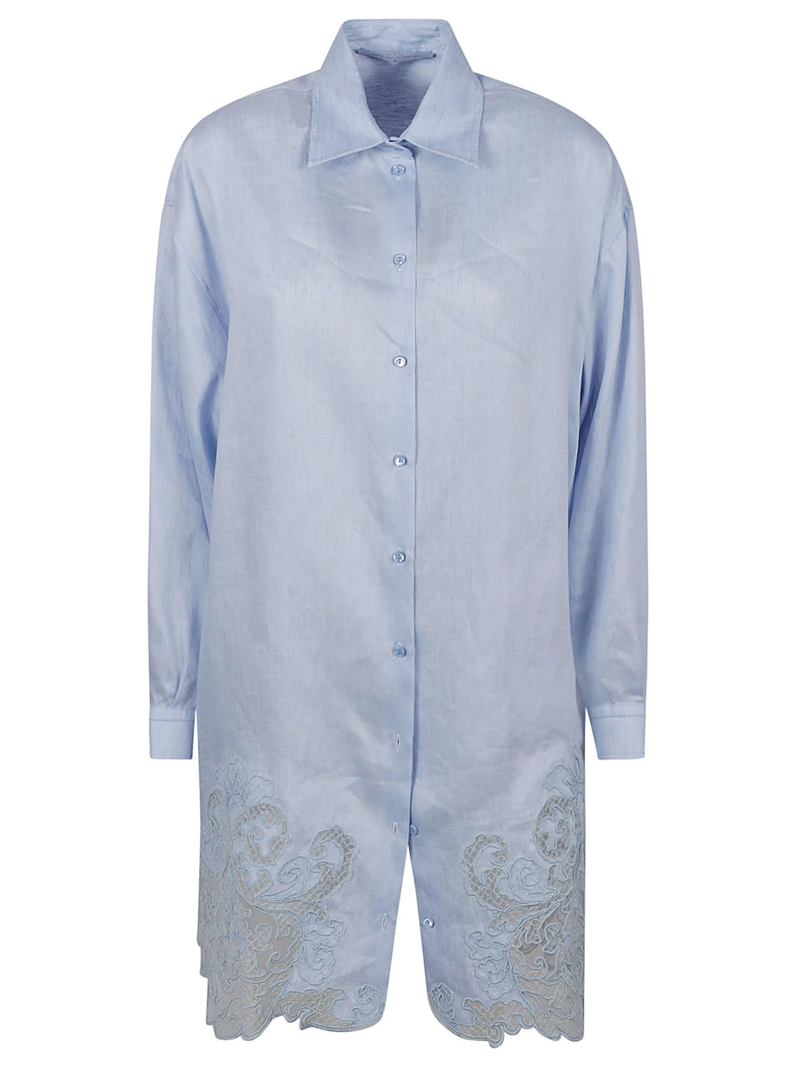 ermanno scervino lace paneled oversize long shirt