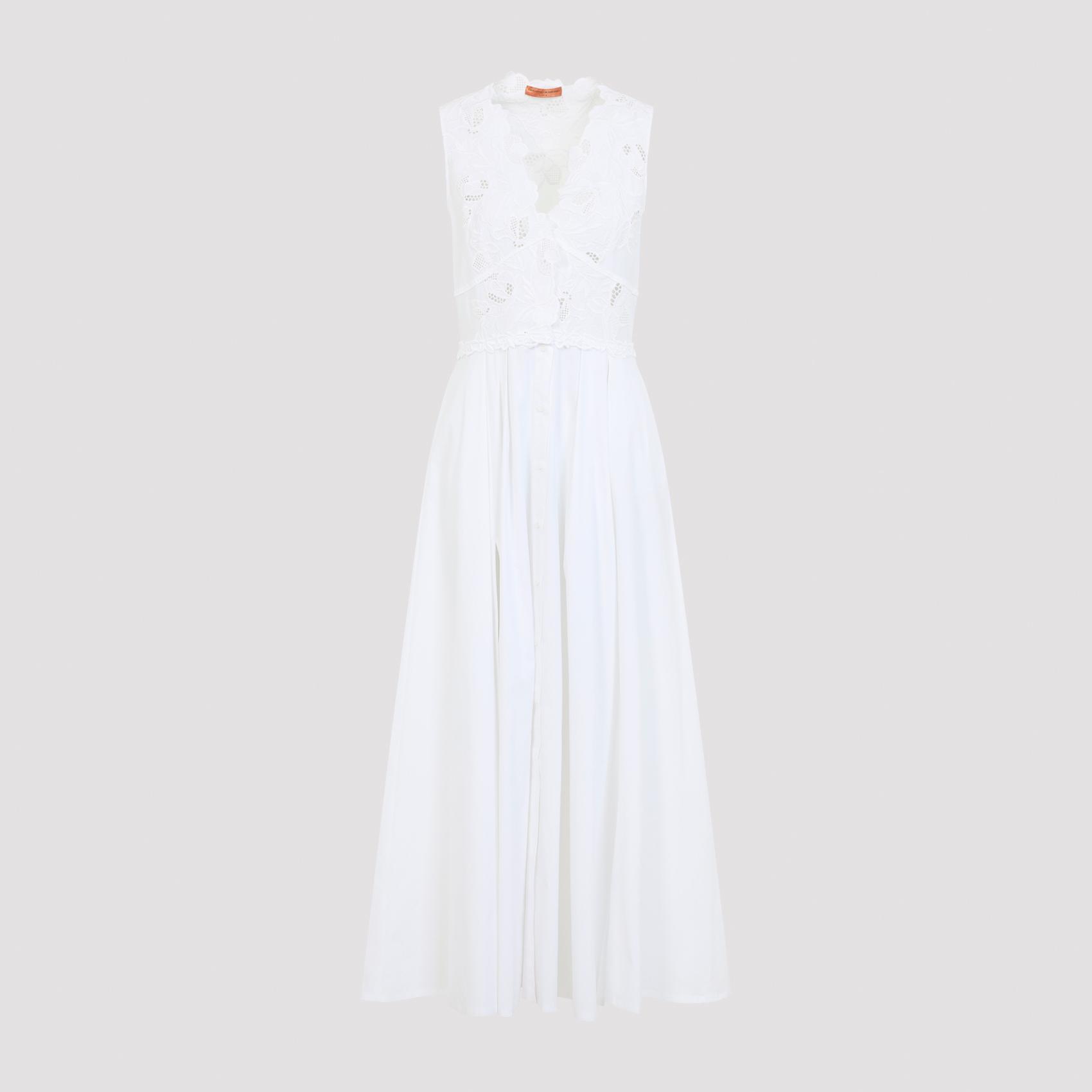 ermanno scervino life sleeveless maxi dress white cotton elastane - women