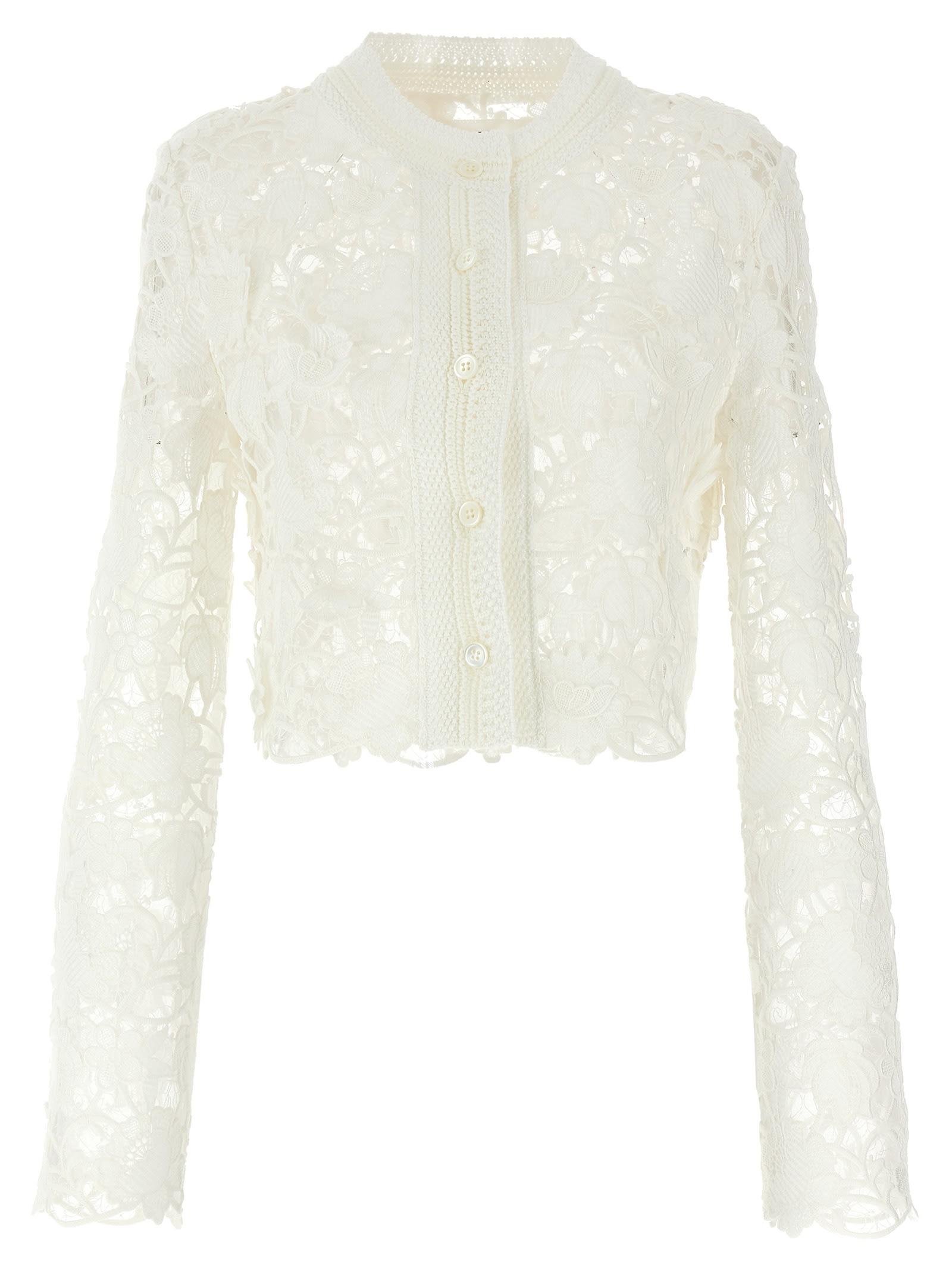 ermanno scervino macramé tulle cardigan