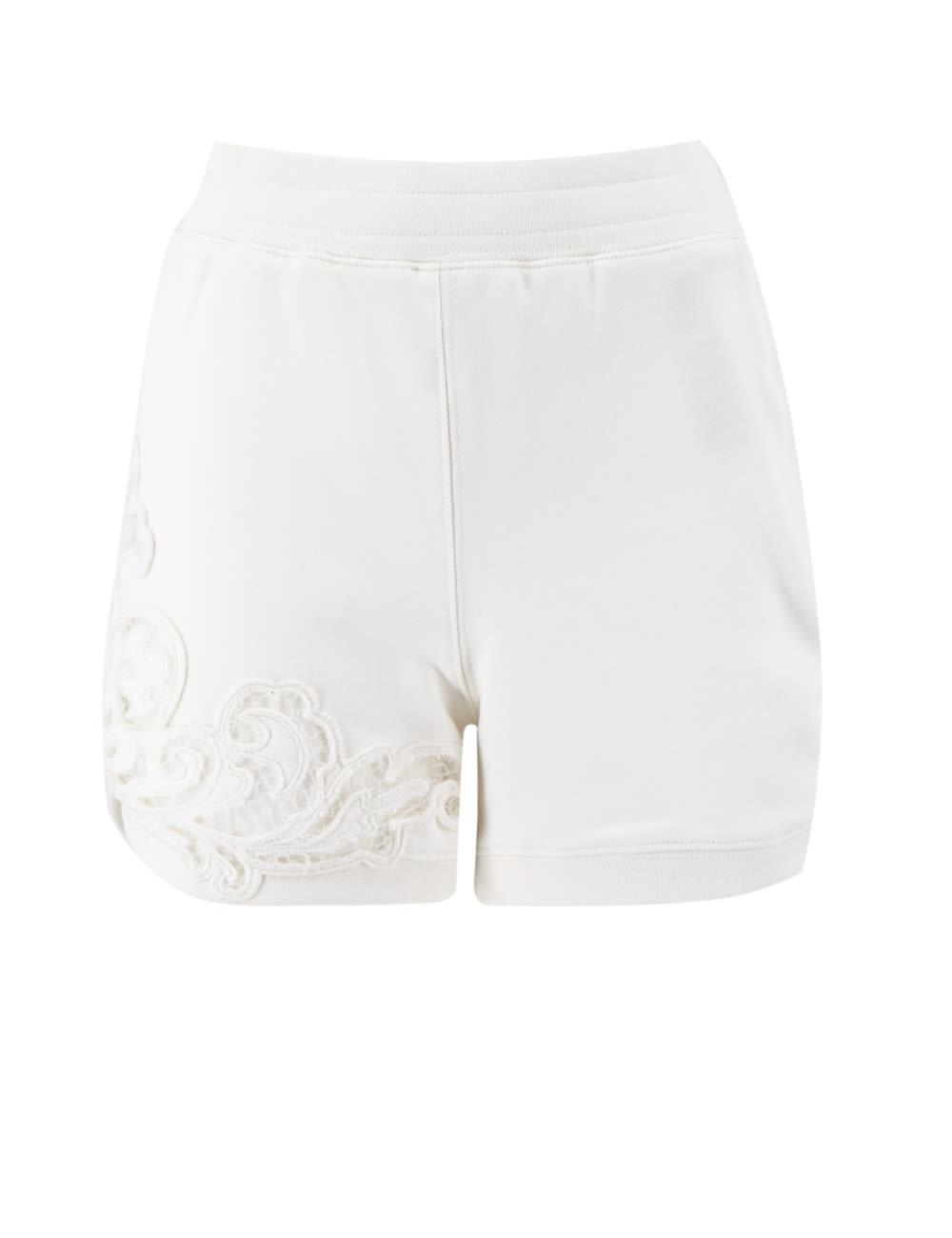 ermanno scervino white sports shorts with embroidery