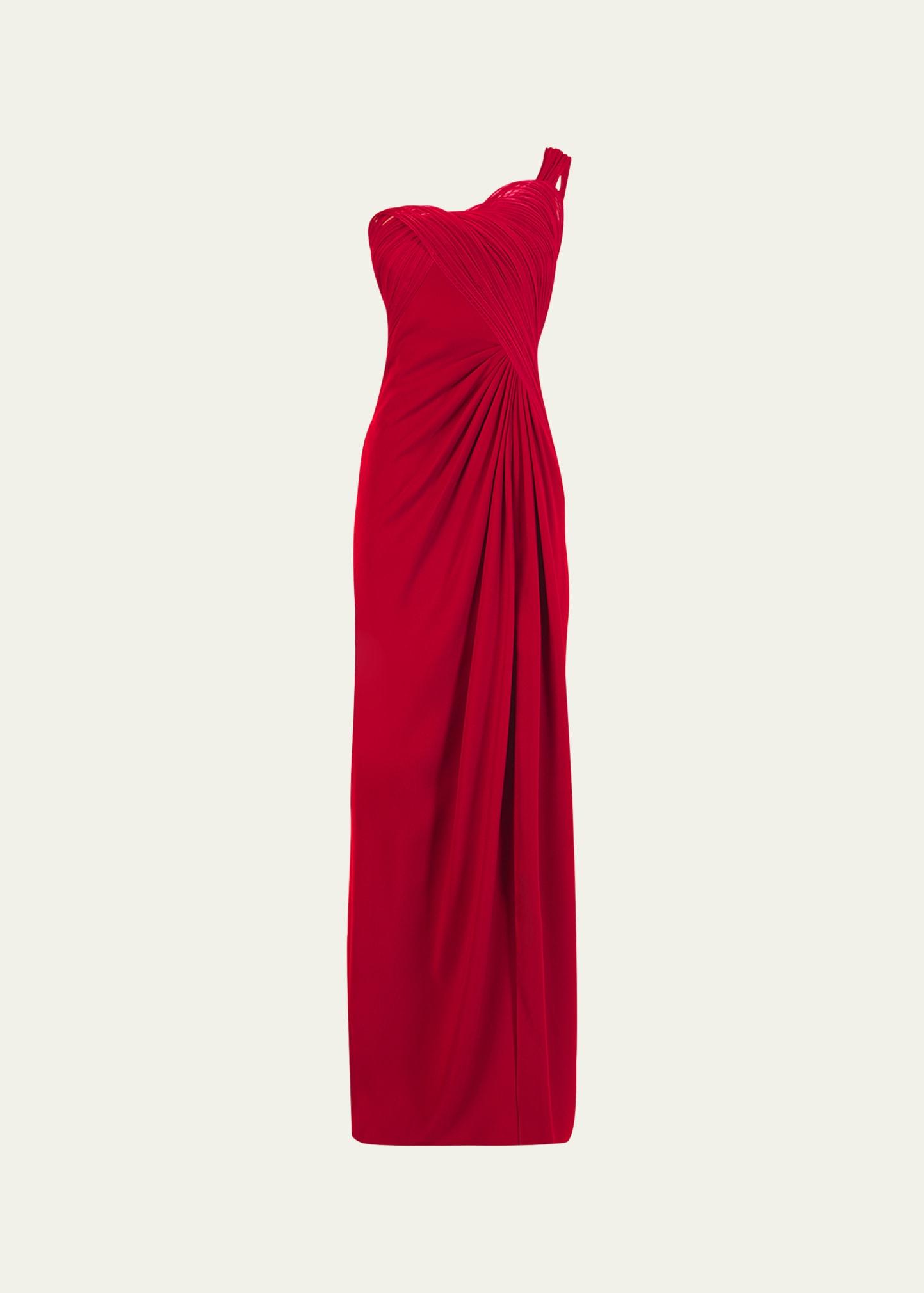 erytheia sculpted one-shoulder column gown