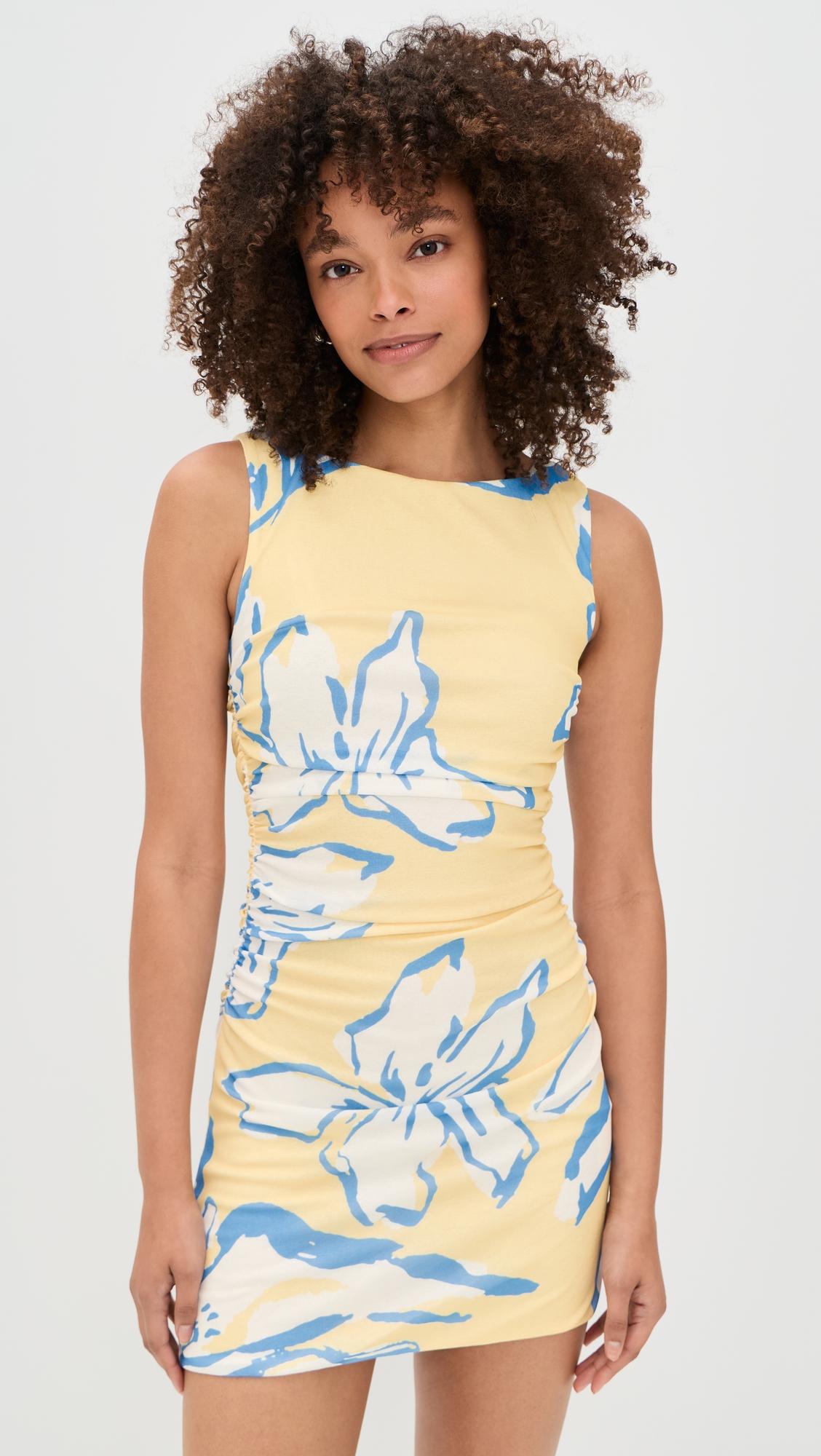 esme gathered mesh mini dress