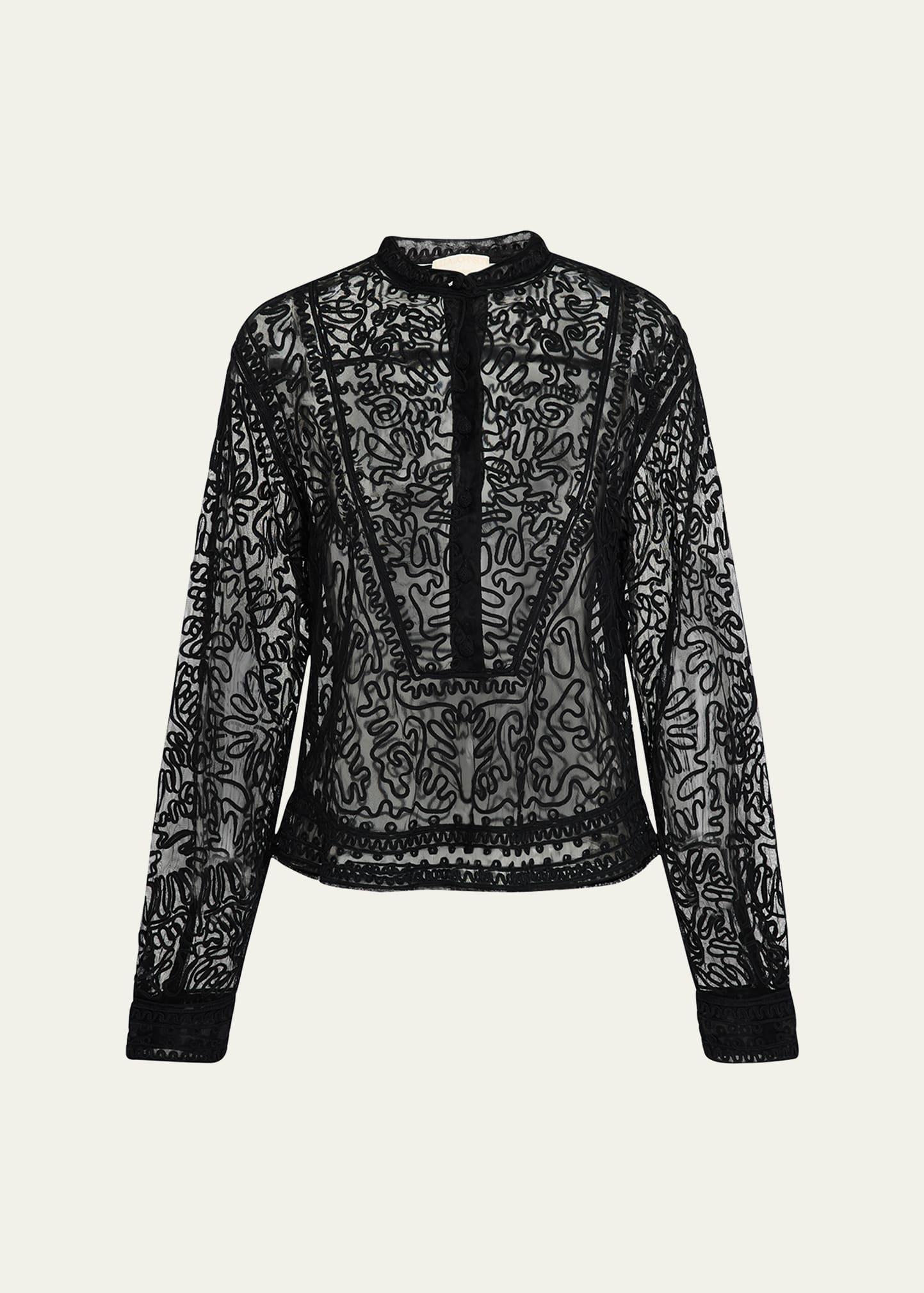 esme sheer embroidered blouse
