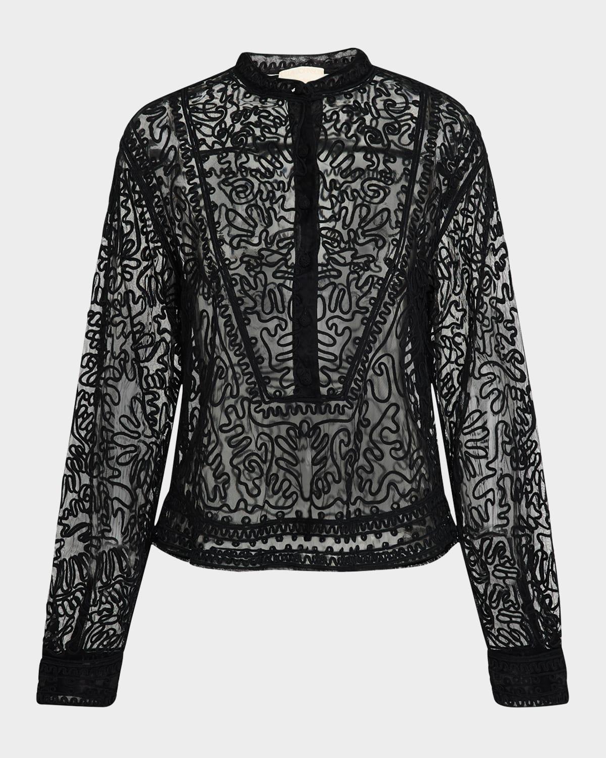 esme sheer embroidered blouse