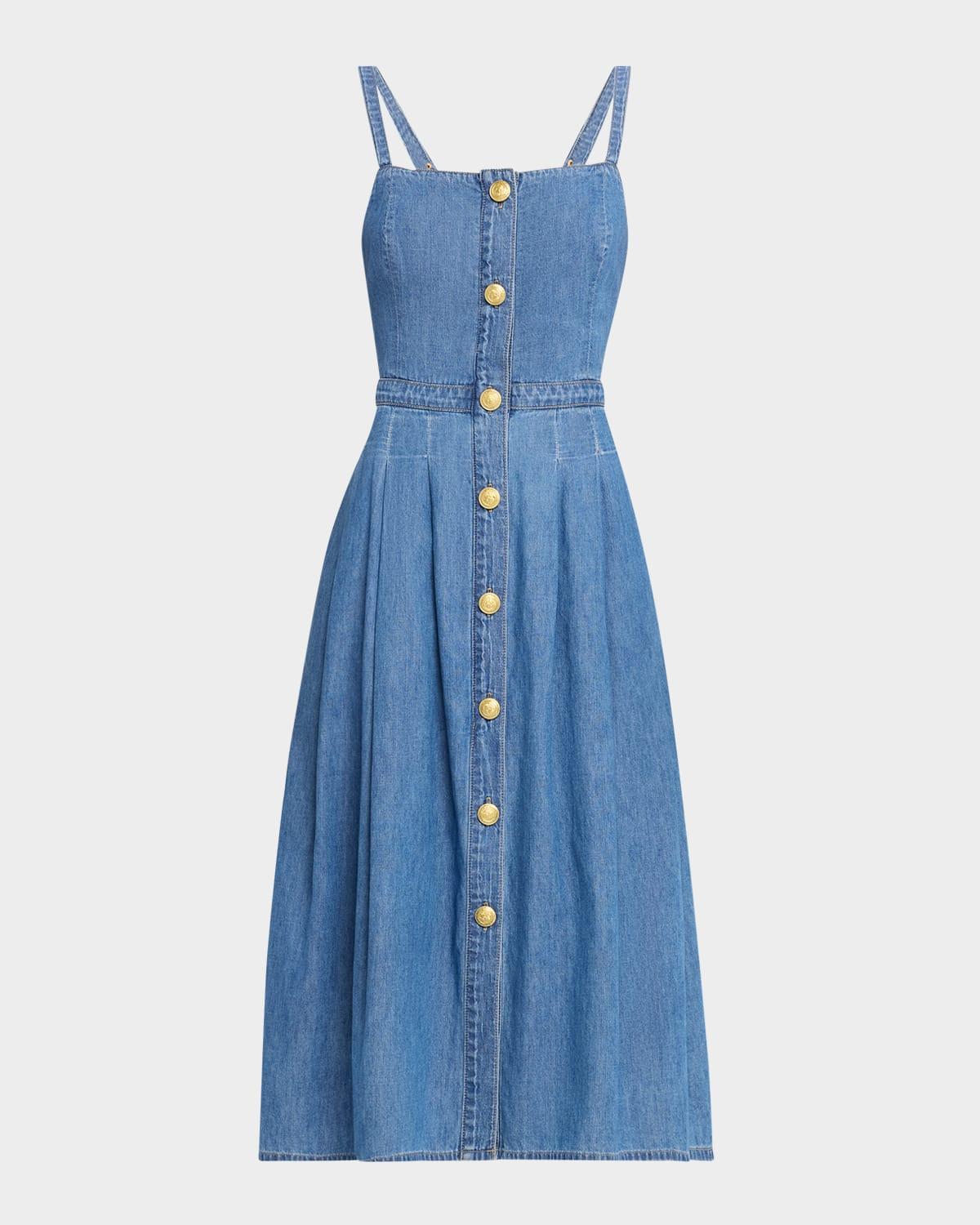 esmeralda denim midi dress