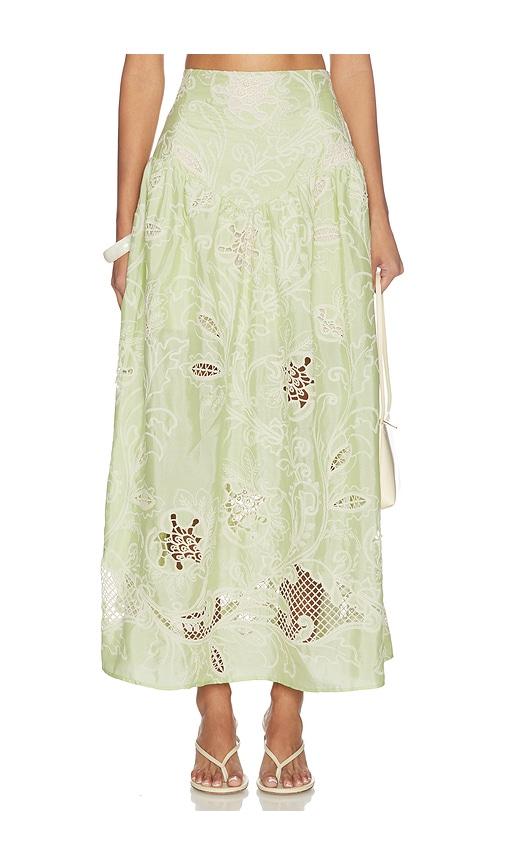 especia ambrosia long skirt in green.