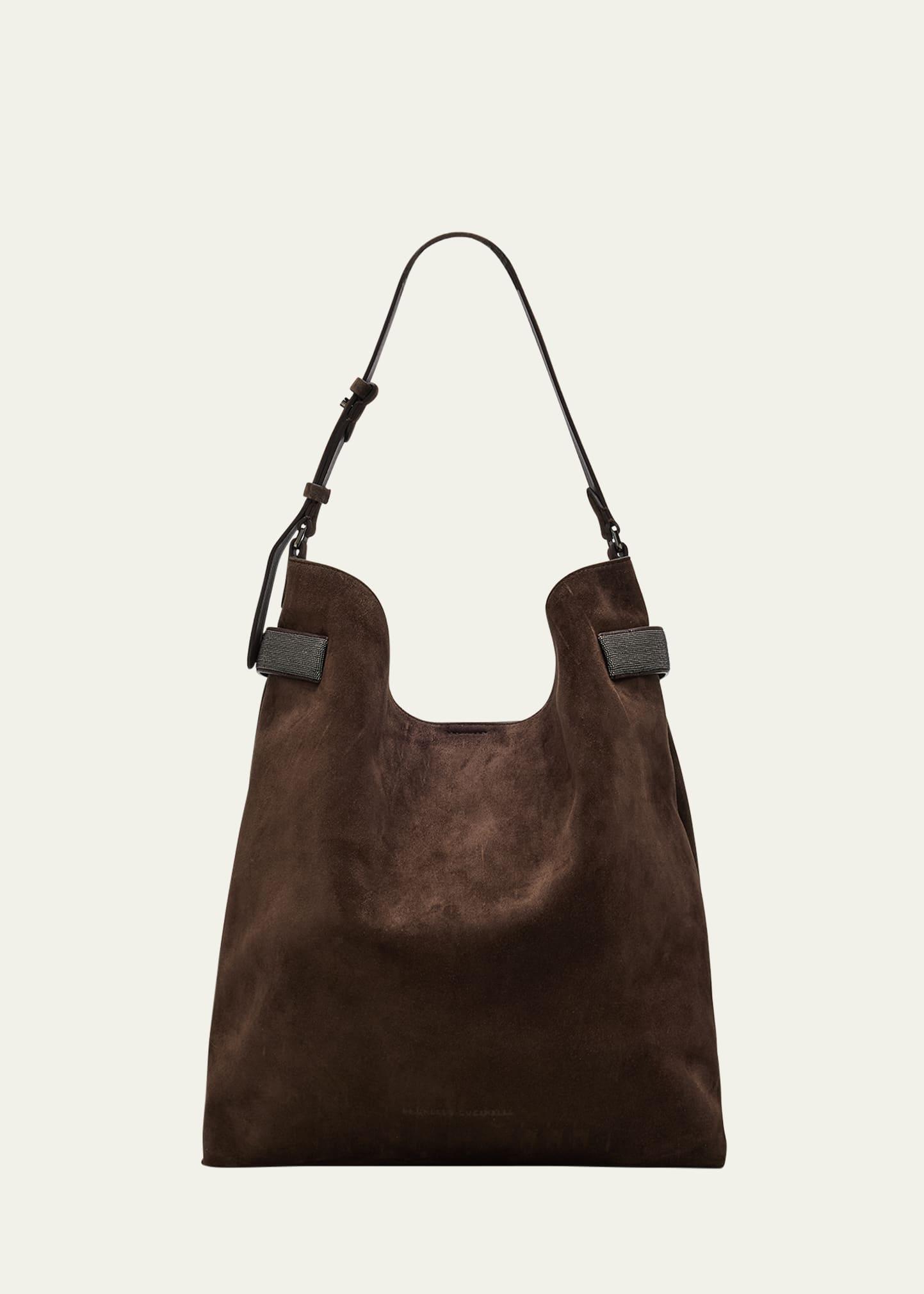 essence large suede hobo bag