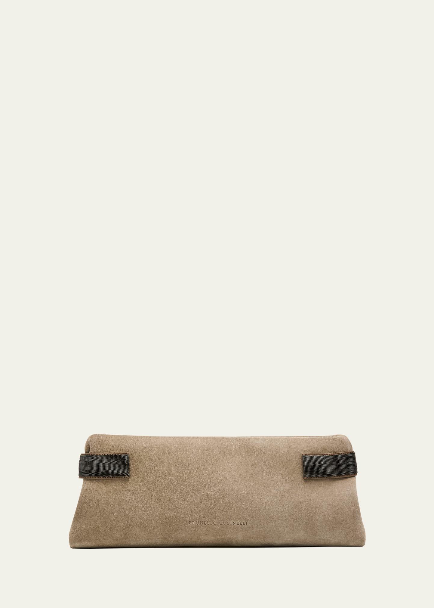 essense monili suede clutch bag