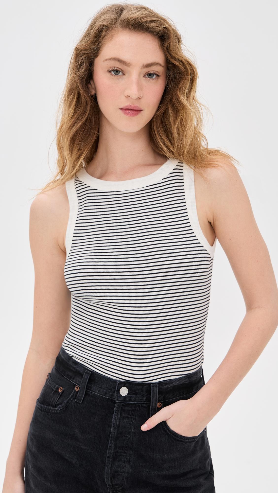 essential high-neck tank in supima rib