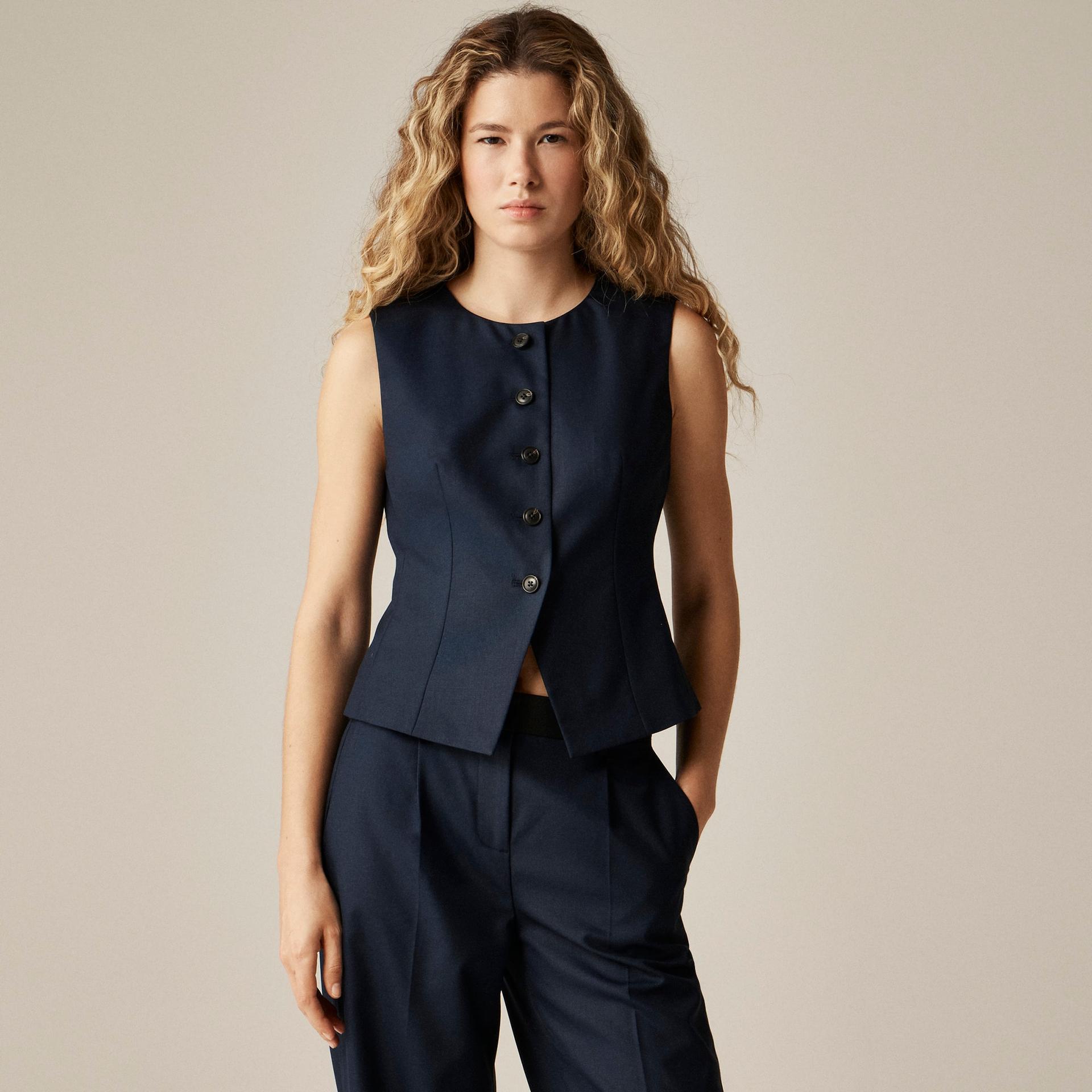 essential tailored vest top in wool-blend